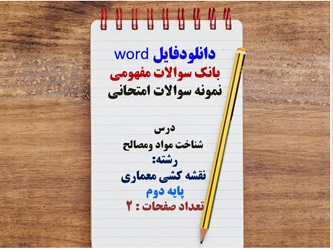 فایل word بانک سوالات مفهومی نمونه سوالات امتحانی  درس  شناخت مواد ومصالح